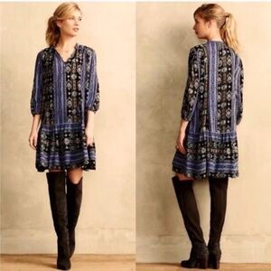 Anthropologie Holding Horses Winter Moon Boho Western Tunic Tiered Dress L